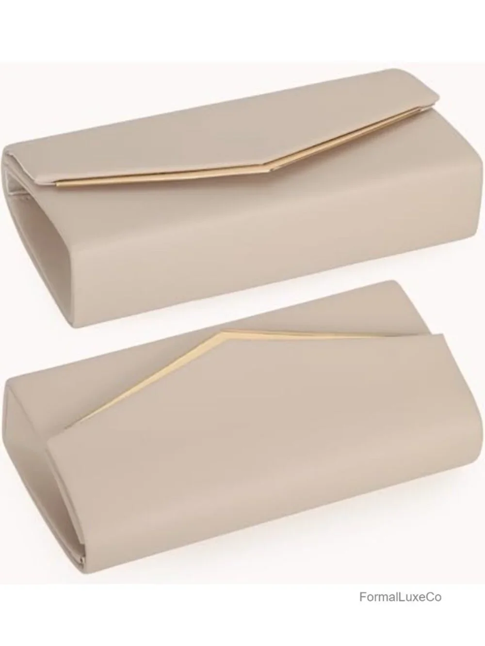 Vegan Leather Evening Clutch Purse with Gold-Tone Hardware